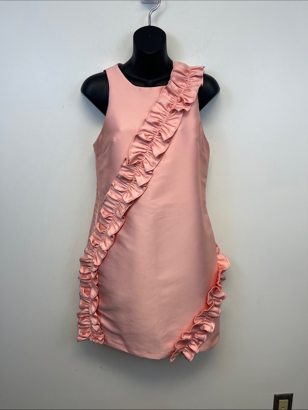 TOPSHOP Peach-Pink Women’s Sleeveless Feminine Chic Ruffle Midi Dress Size 6